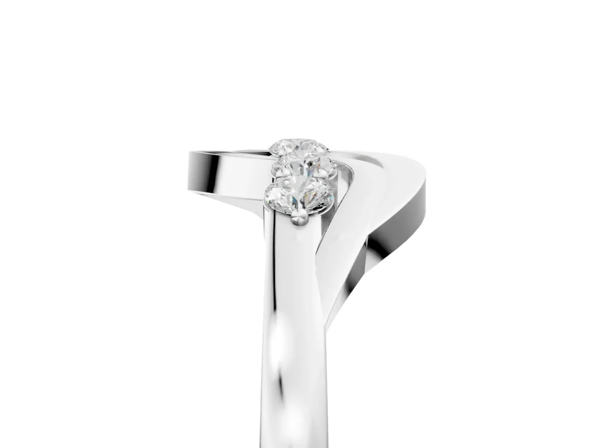 Five-Stone Round Diamond Crossover Band with Prong Setting White gold