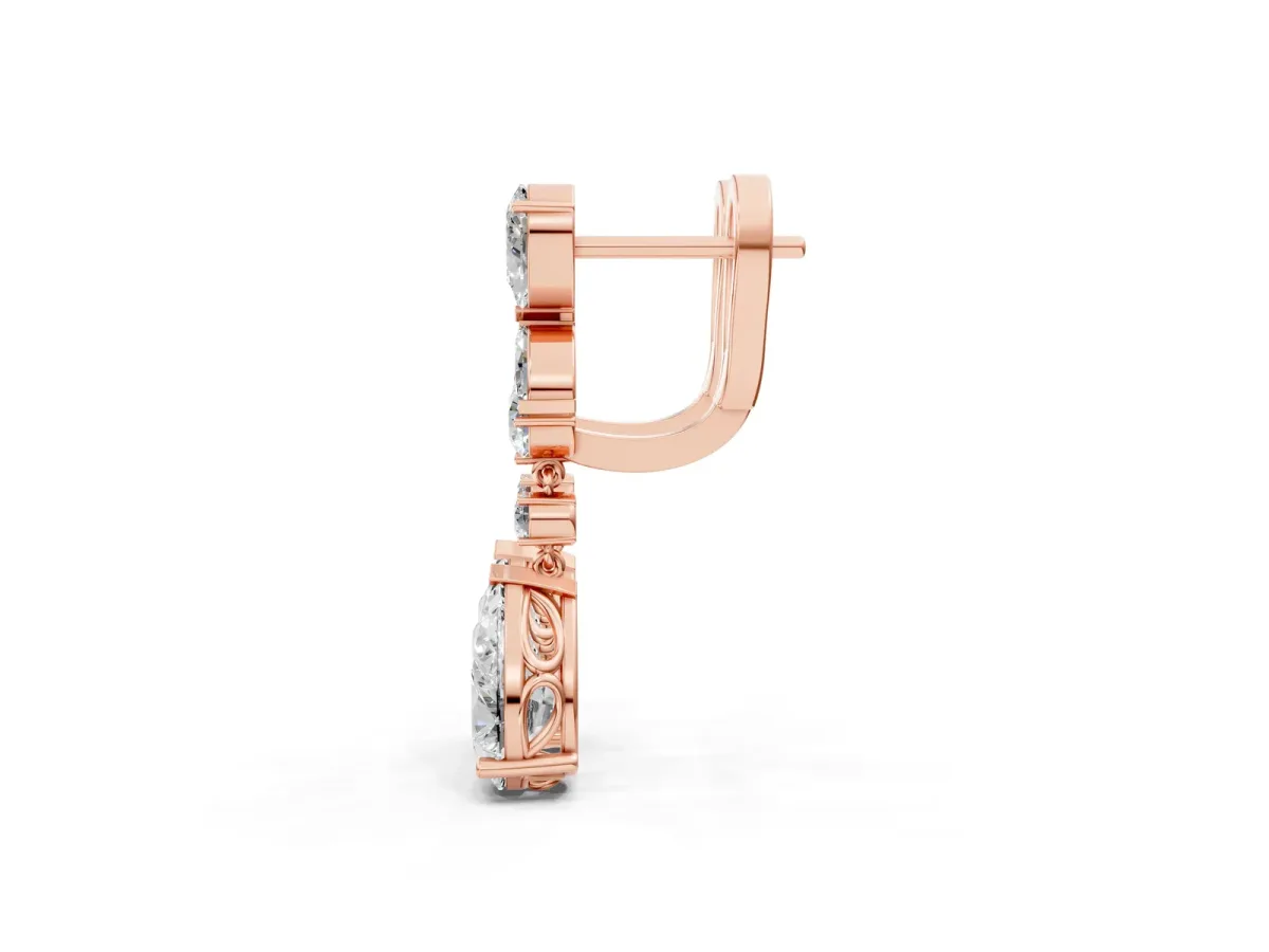 Pear, Marquise and Round Diamond Vancouver Drop Earrings Rose gold