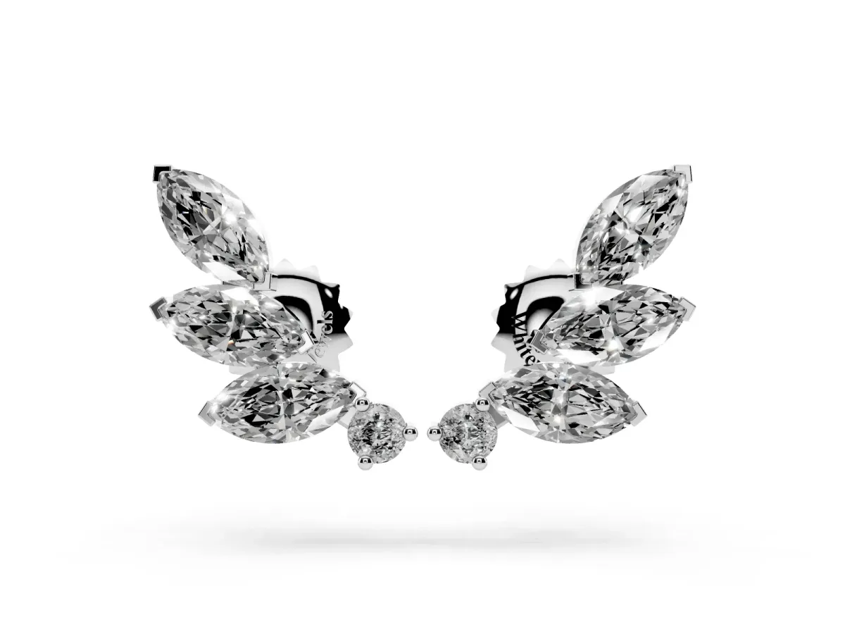 Marquise and Round Diamond Ivy Climber Earrings Platinum