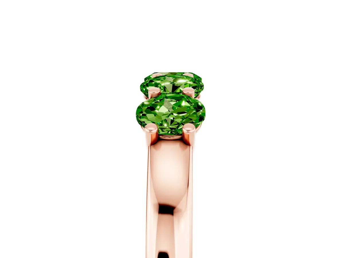 Four-Stone Round Peridot Prong-Set Band Rose gold