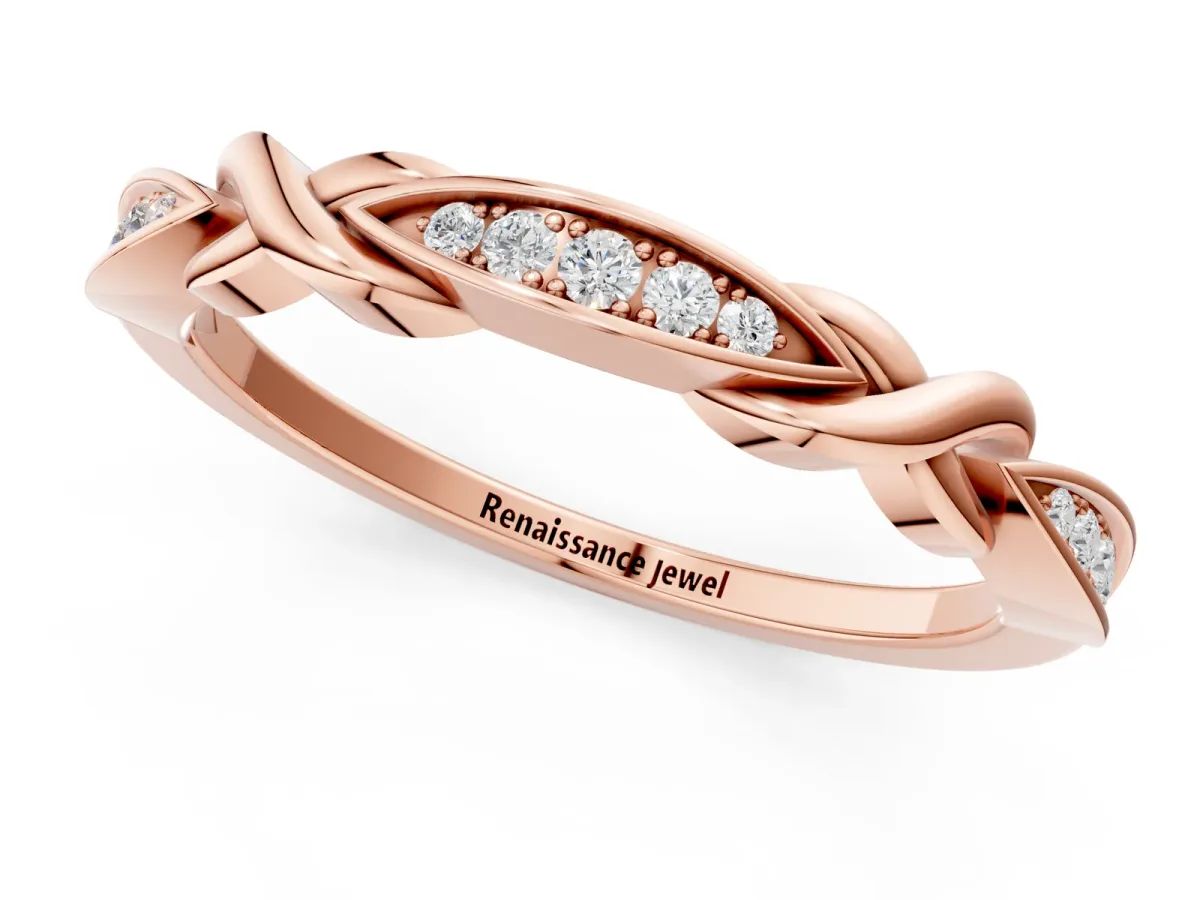 Twisted Marquise Diamond Pavé Band with Shared Prong Setting Rose gold