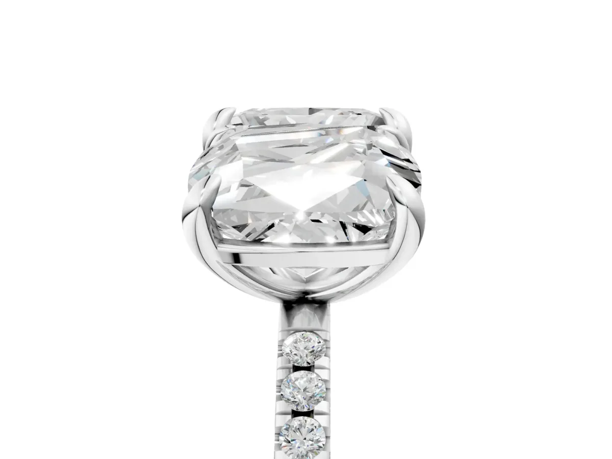 Cushion and Princess Toi Moi Ring with Prong Setting and Micro Pave Band Silver