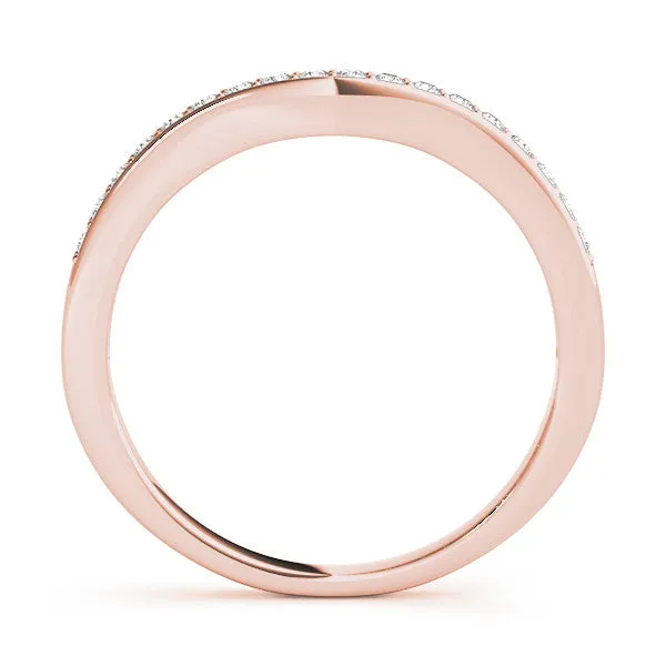 Curved Round Diamond Band with Pavé Setting Rose gold