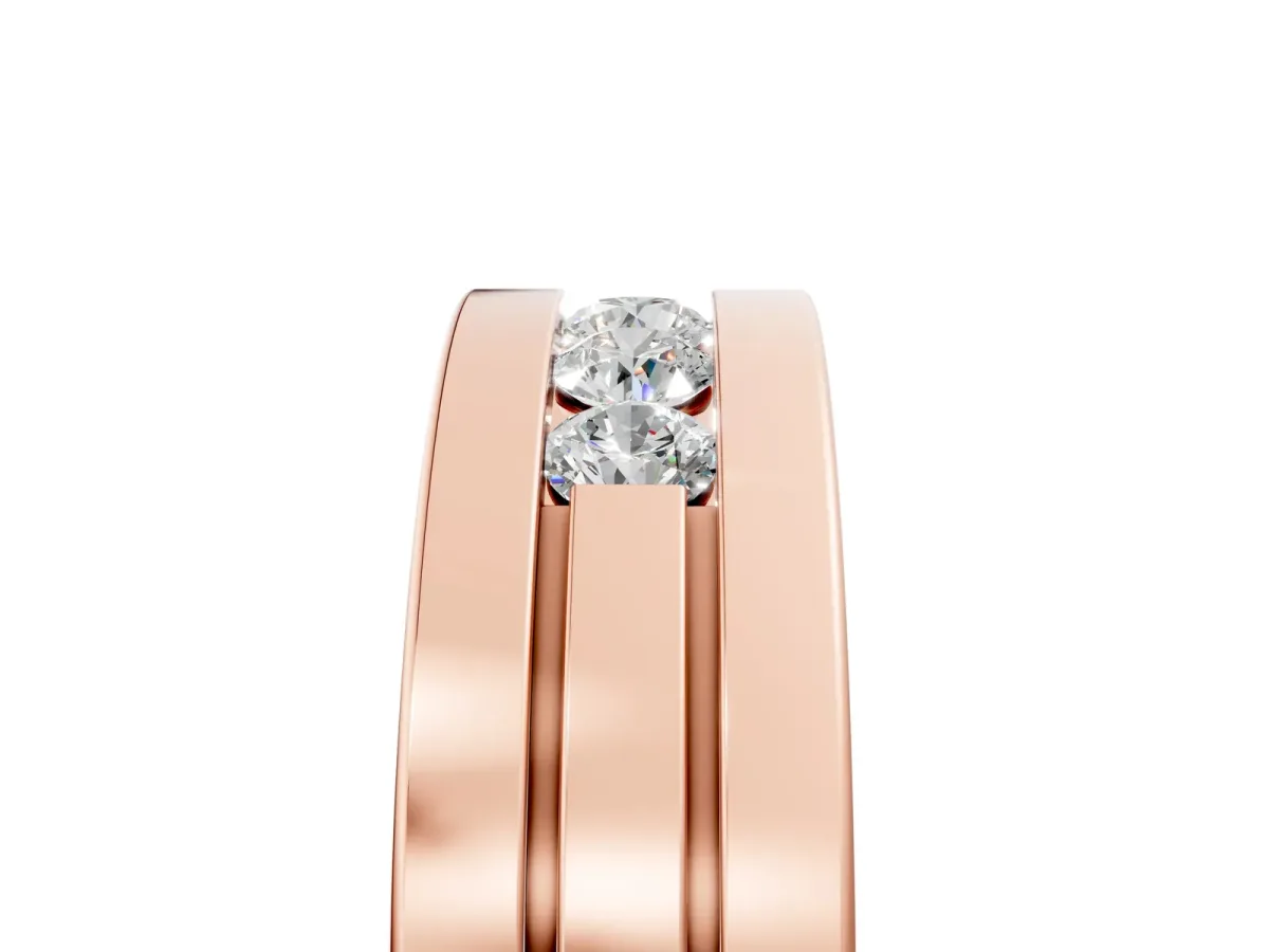 Round Diamond Five-Stone Channel Set Mens Band Rose gold