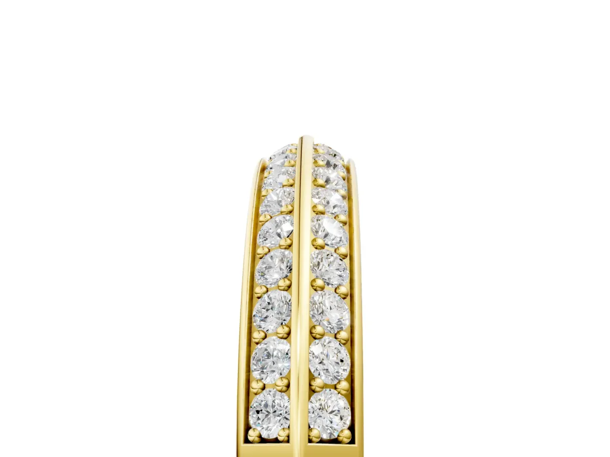 Double Row Round Diamond Channel Set Eternity Band Yellow gold