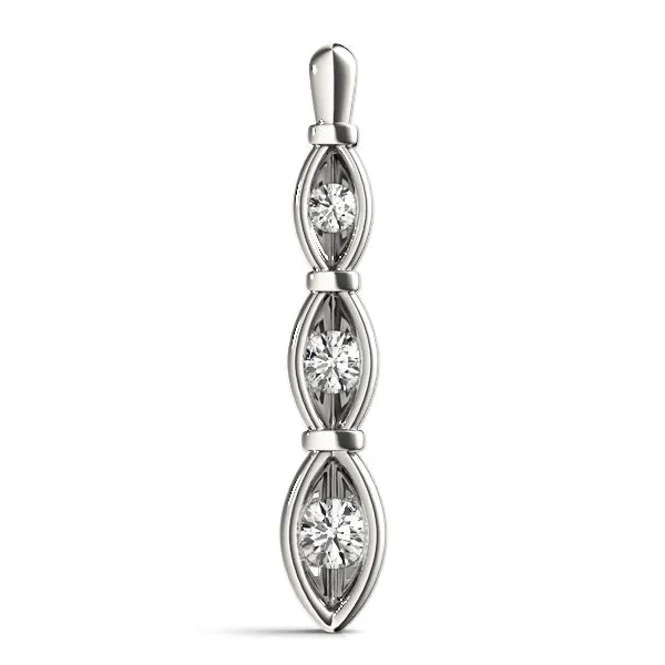 Marquise Diamond Bar Pendant with Bezel Setting Silver