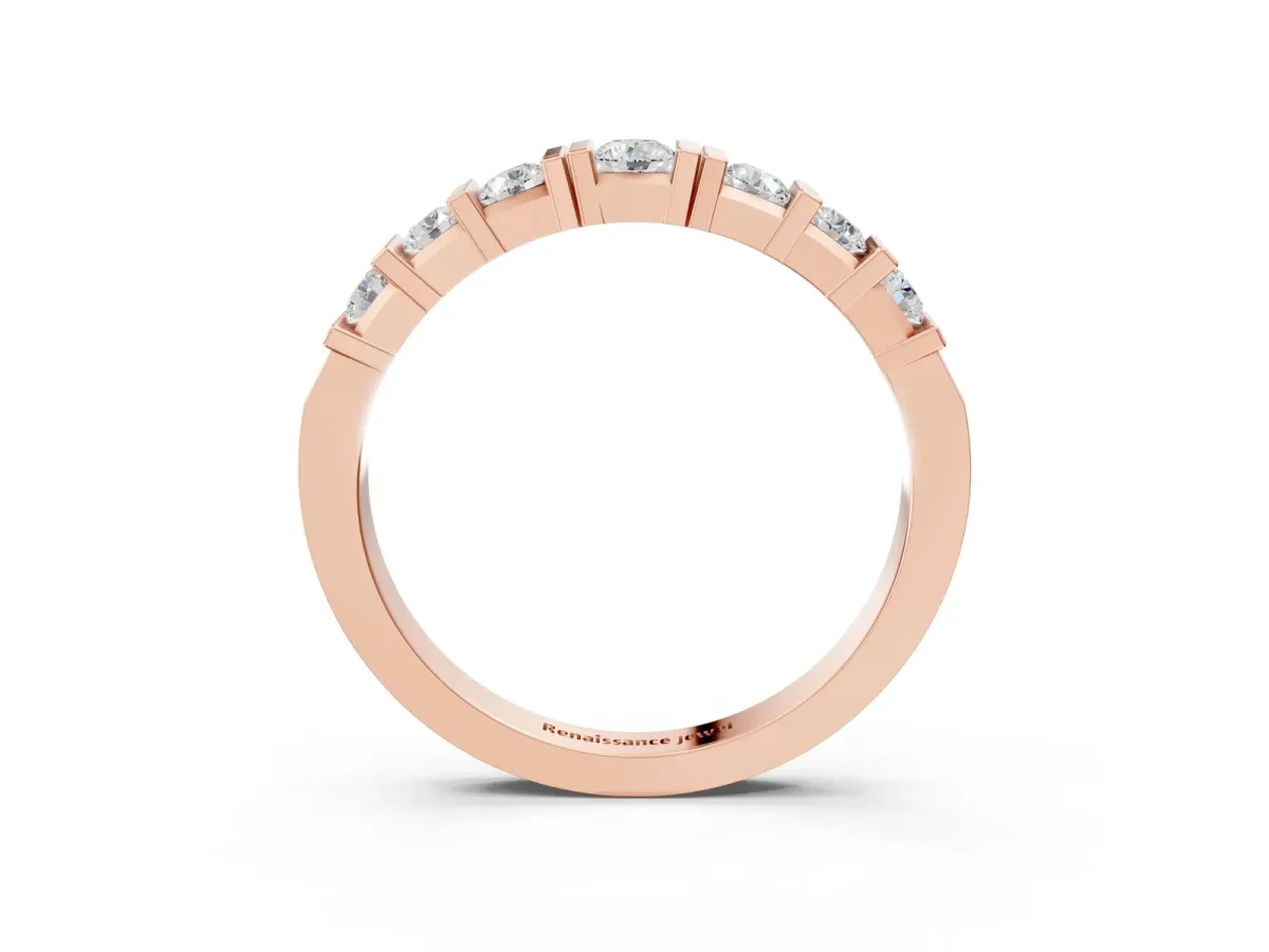 Round Channel Set Diamond Half Eternity Band Rose gold