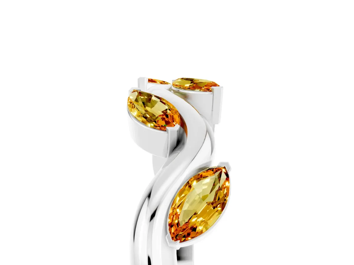 Marquise Citrine Twisted Band with Prong Setting Silver