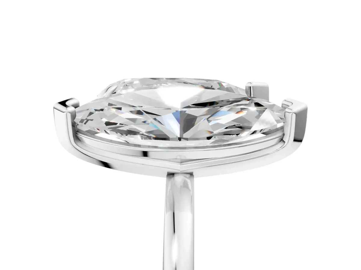 Pear and Marquise Toi Moi Ring with Prong Setting and Plain Band Platinum