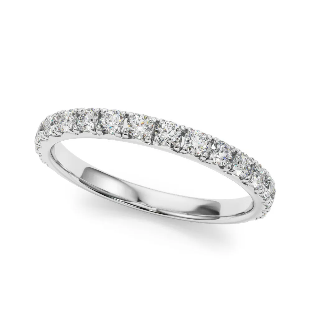 Round Cut Diamond Eternity Band with Shared Prong Setting White gold