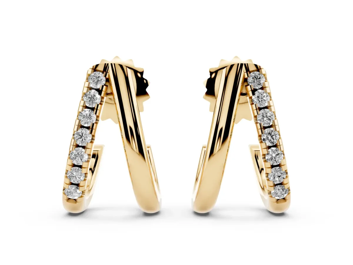 Round Diamond Zuri Huggie Hoop Earrings Yellow gold