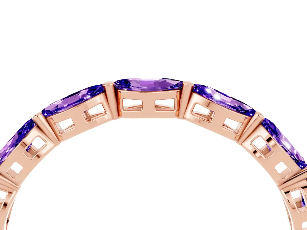 Marquise Tanzanite Eternity Band with U-Prong Setting Rose gold