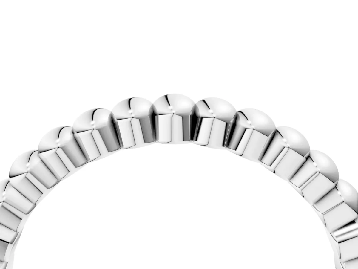 Beaded Round Stone Eternity Band with Bezel Setting Silver