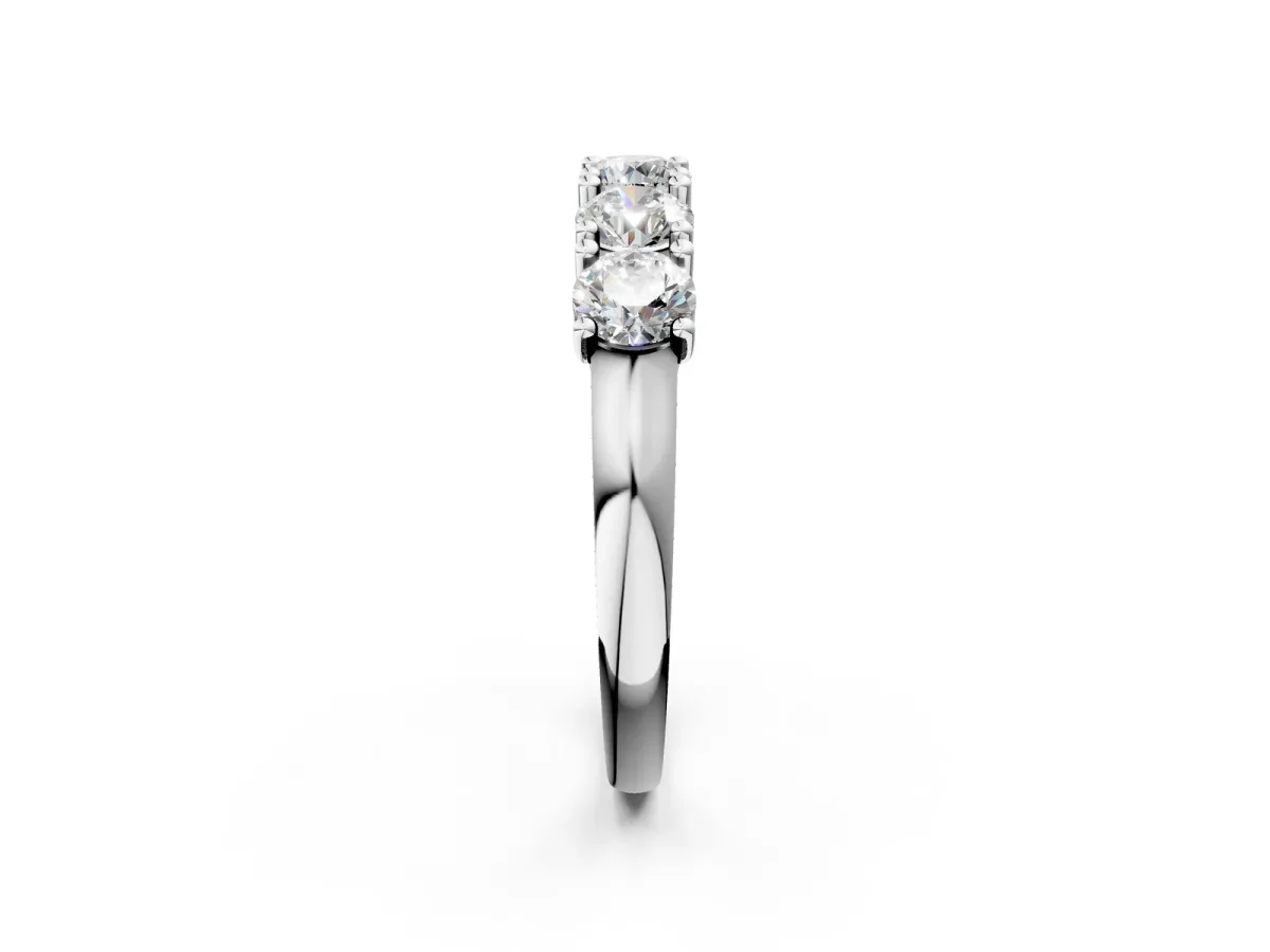 Five-Stone Round Diamond Prong-Set White Gold Band Silver
