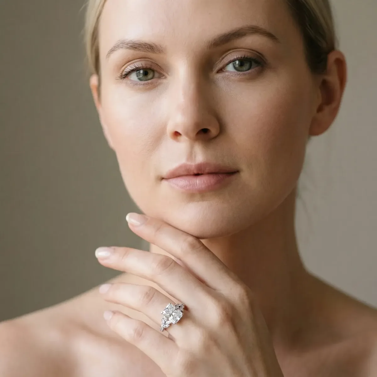 Radiant Cut Solitaire Marquise Twist Band with Six-Prong Setting Platinum