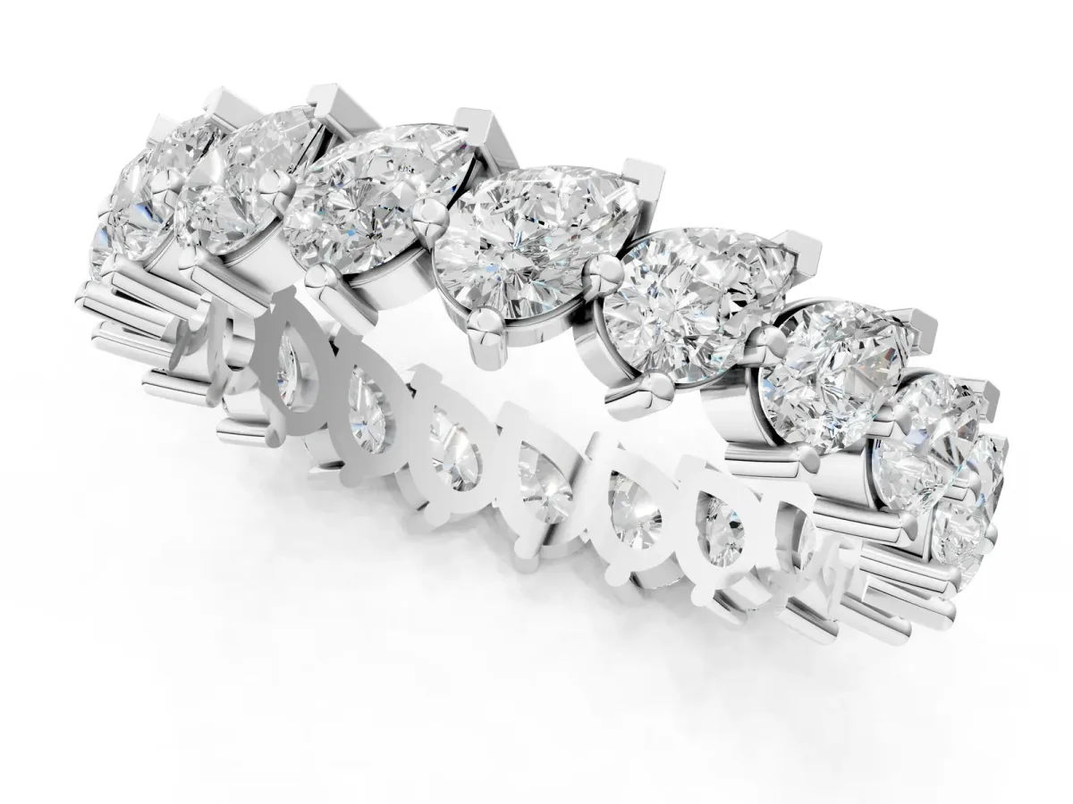 Pear Diamond Full Eternity Band with Shared Prong Setting Platinum