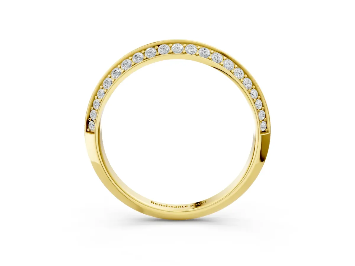 Double Row Pavé Round Diamond Eternity Band with Channel Setting Yellow gold