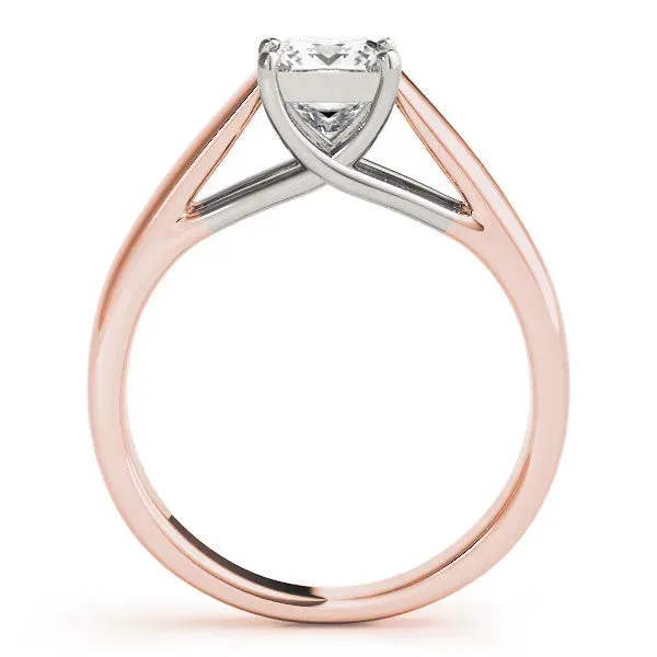 Princess Cut Cut Solitaire Engagement Ring with Cathedral Setting and Four-Prong Setting Rose gold