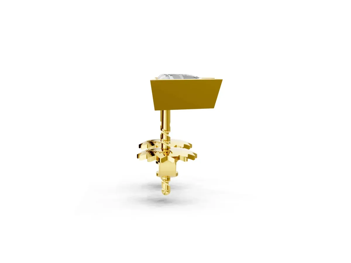 Trillion Diamond Bezel-Set Solitaire Stud Earrings Yellow gold