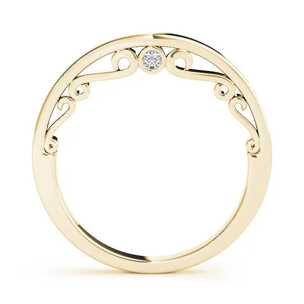 Curved Solitaire Round Bezel Contour Band Yellow gold
