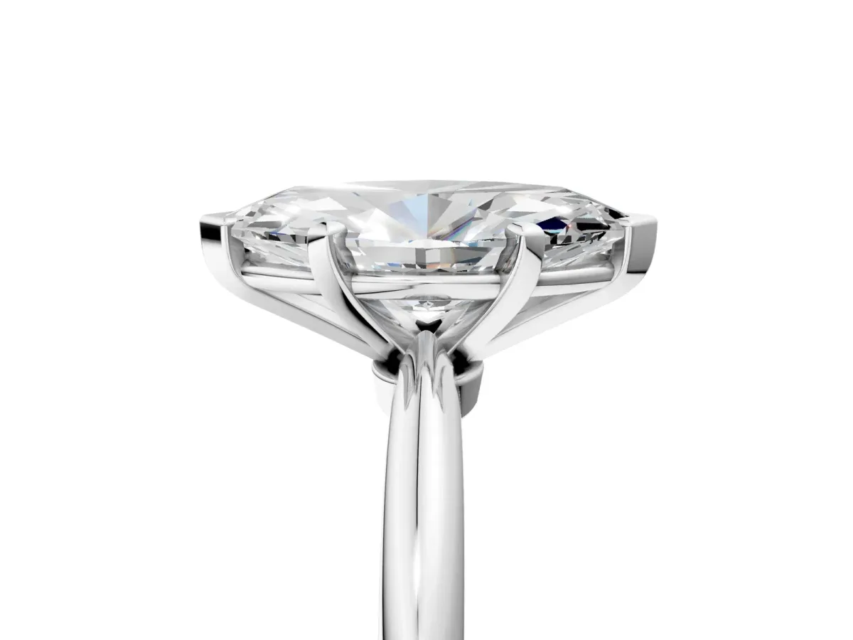 Marquise Cut Diamond Solitaire Ring with Six-Prong Setting and Classic Band Silver