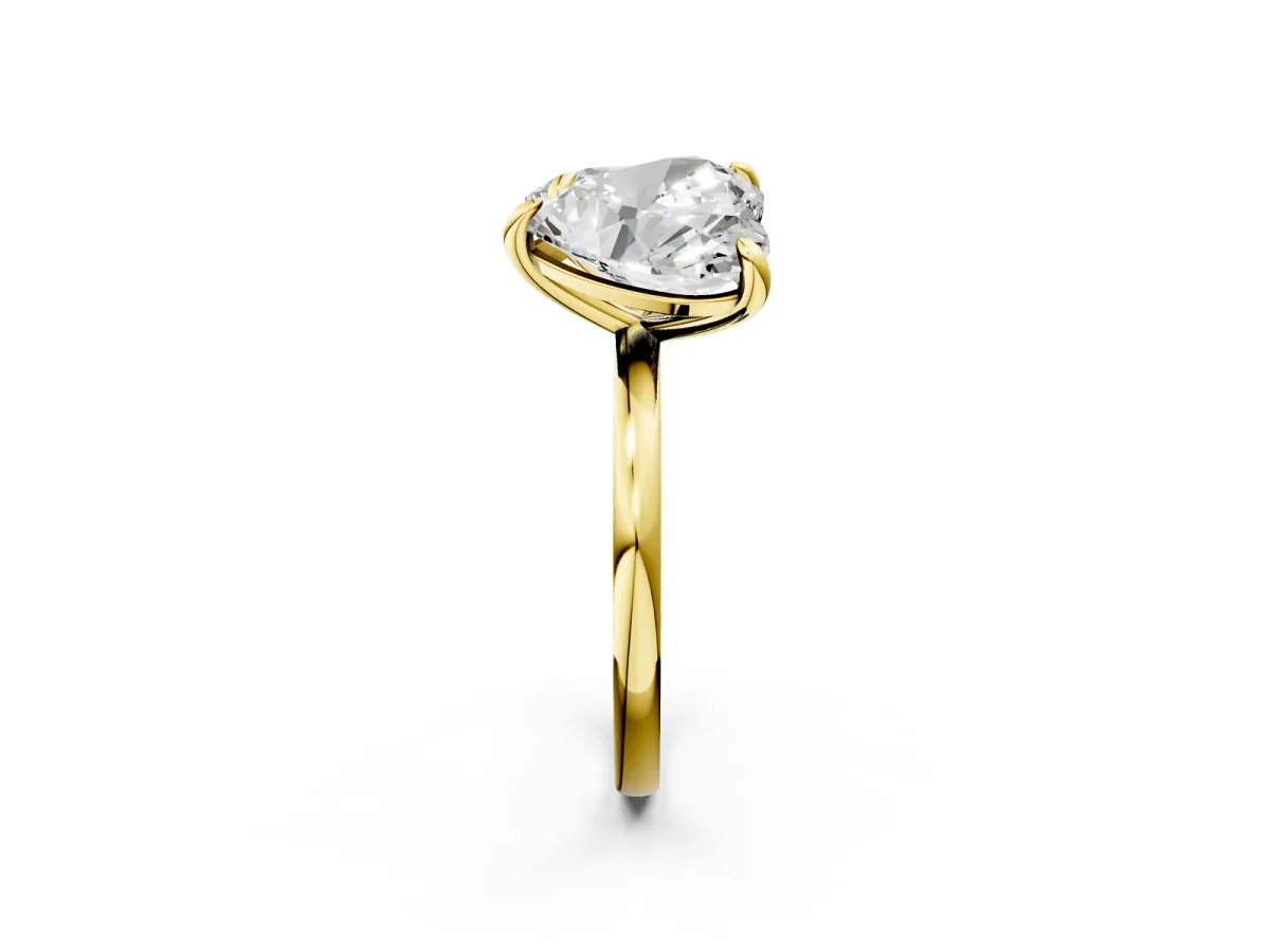 Oval and Heart Toi Moi Ring with Prong Setting and Plain Band Yellow gold
