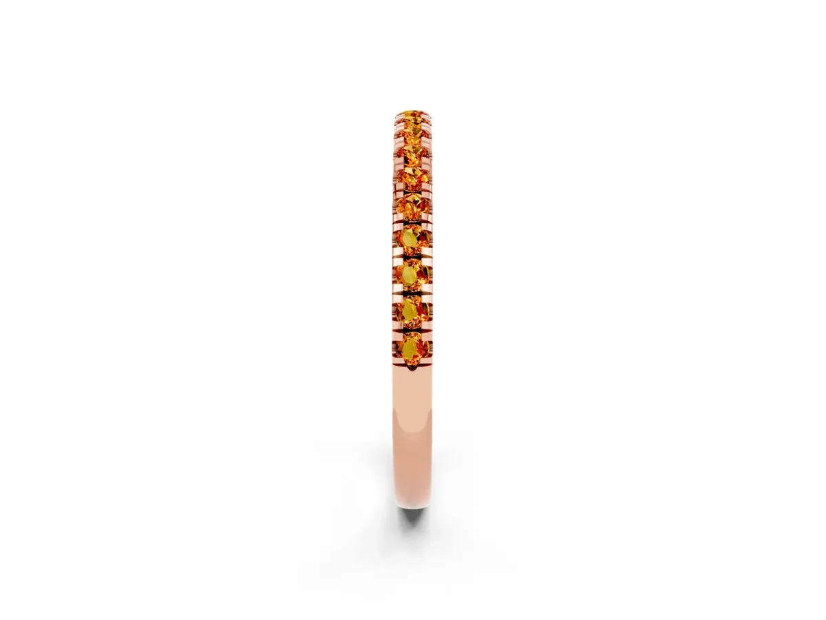 Pavé Round Citrine Half Eternity Band with Shared Prong Setting Rose gold