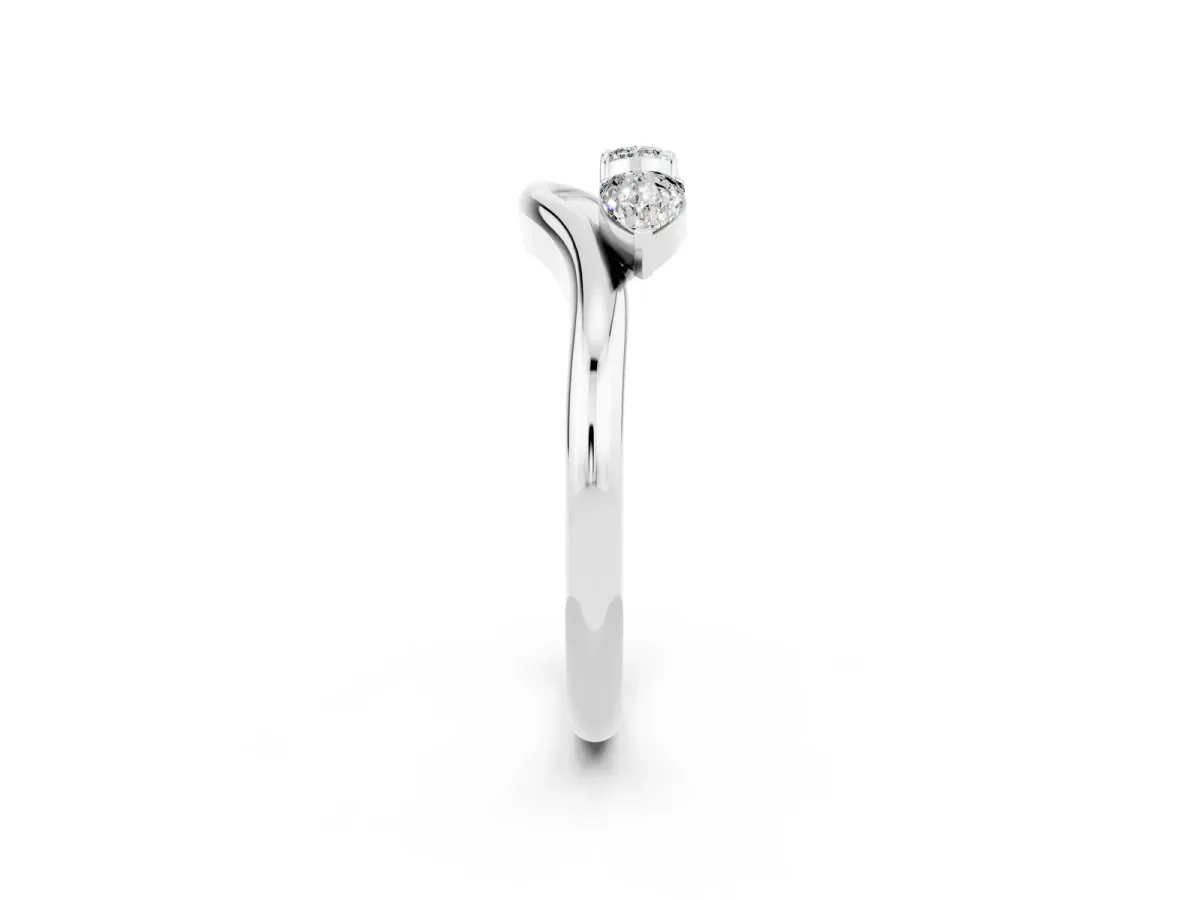 Pear Cut Moissanite Two-Stone Open Band Ring with Prong Setting Platinum