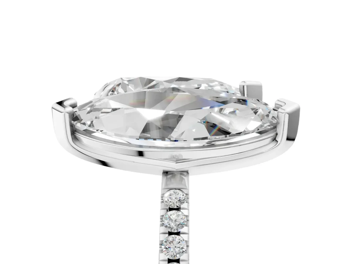 Pear and Marquise Toi Moi Ring with Prong Setting and Pave Band Silver