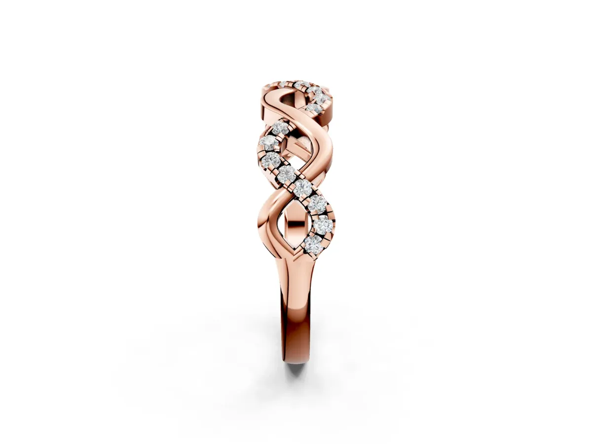 Twist Infinity Round Diamond Band with Pavé Setting Rose gold