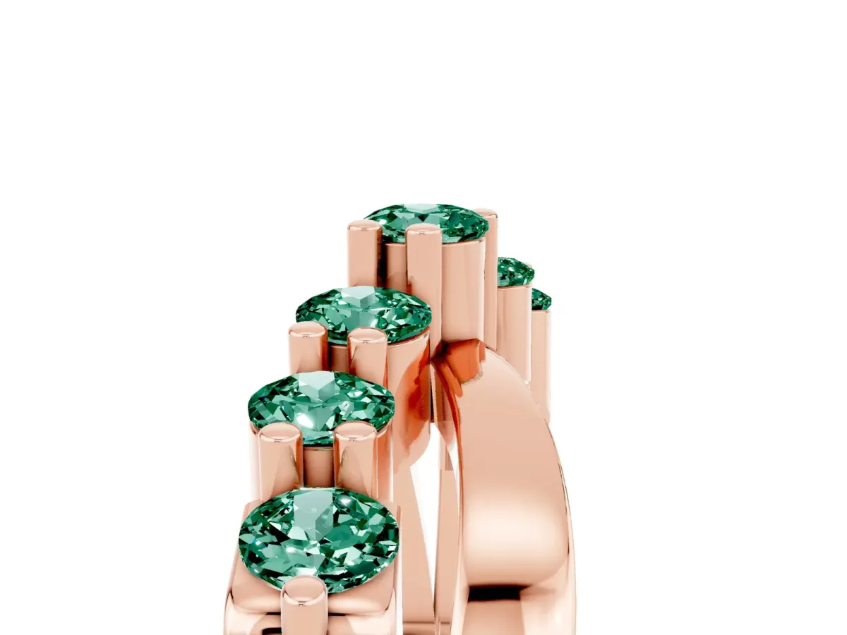 Round Green Sapphire Prong-Set Crossover Band Rose gold