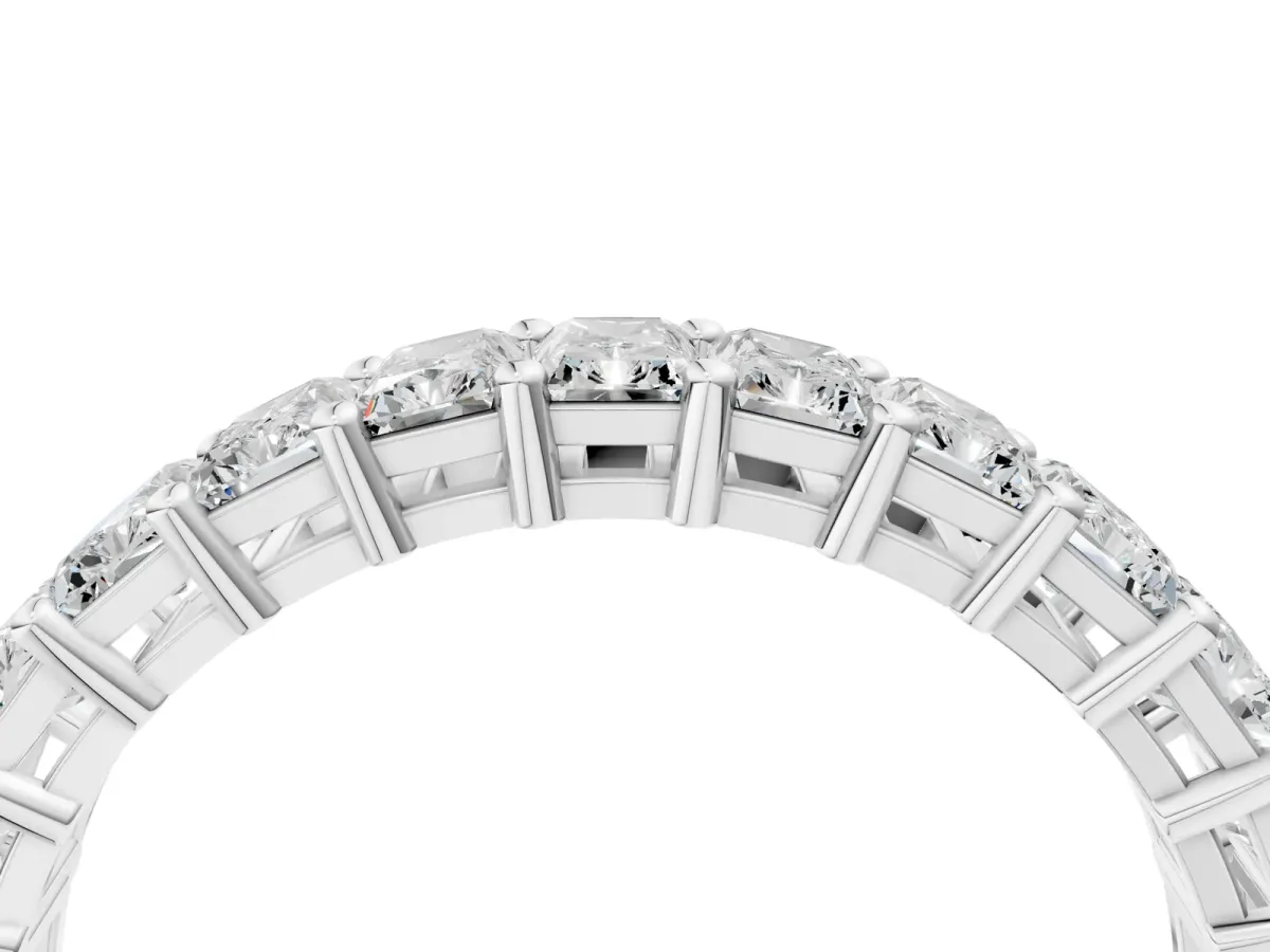radiant Cut eternity band with shared prong setting White gold