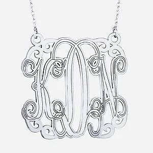 Monogram Pendant Necklace White gold