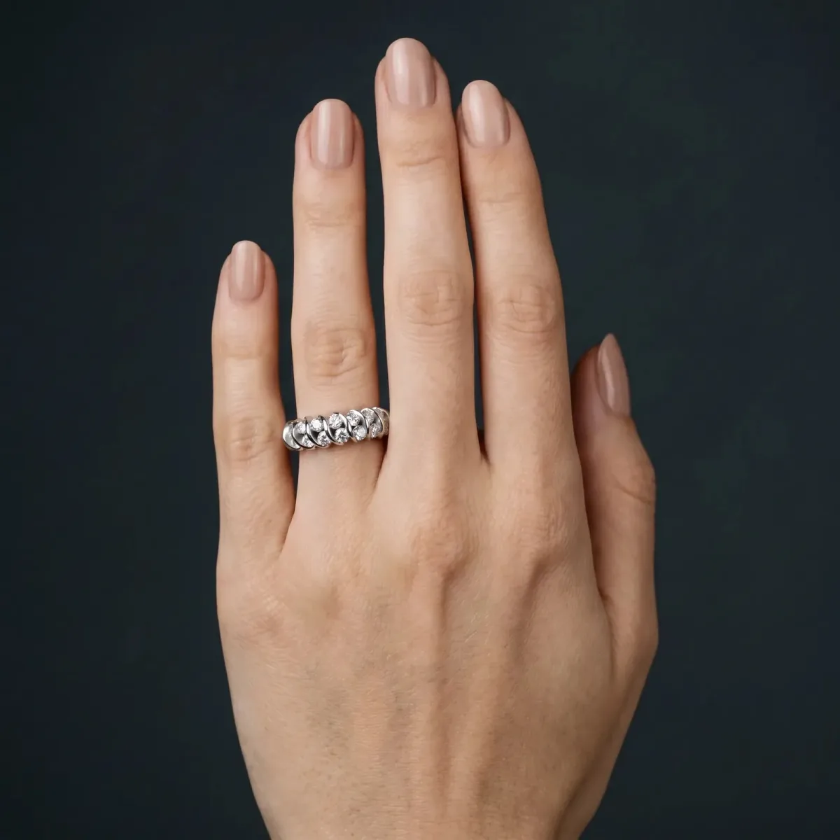 Channel Set Round Diamond Multi-Row Band Platinum