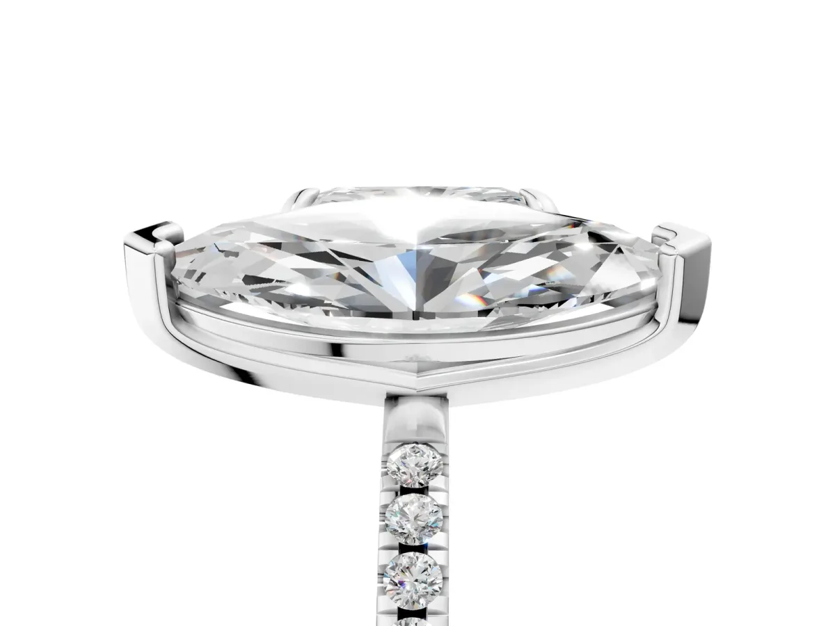 Radiant and Marquise Toi Moi Ring with Prong Setting and Micro Pave Band Silver