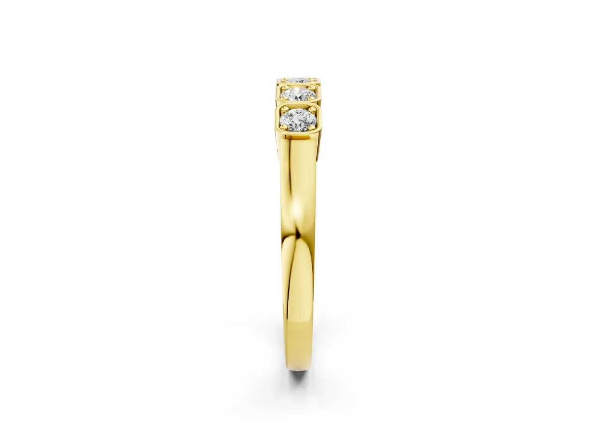 Five-Stone Round Diamond Bezel Set White Gold Band Yellow gold