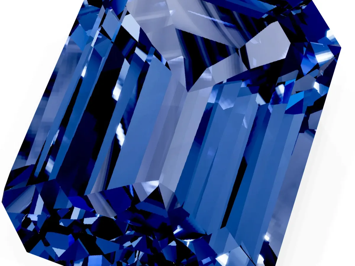 Emerald Cut Blue Sapphire Solitaire Twisted Band with Round Accents and Prong Setting Silver