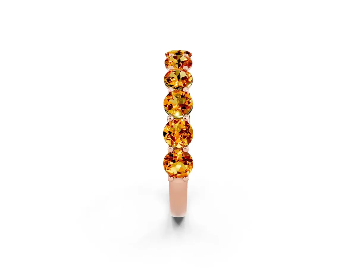 Round Citrine Shared Prong Eternity Band Rose gold