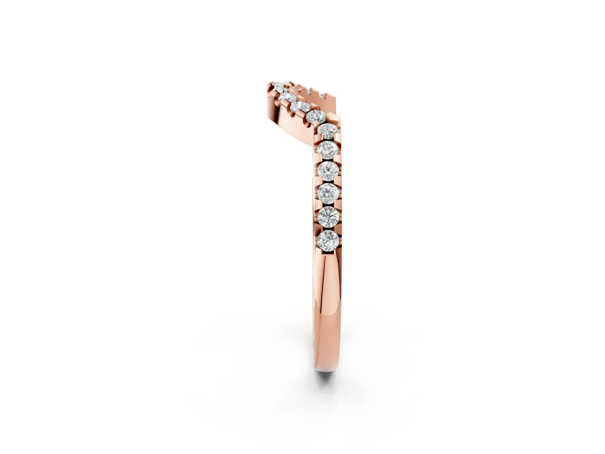 Pavé Round Diamond Contour Band with U-Prong Setting Rose gold