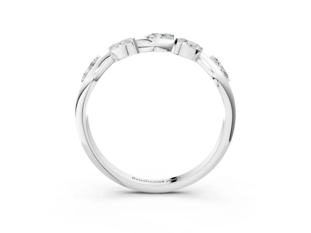Marquise Diamond Twisted Band with Prong Setting White gold