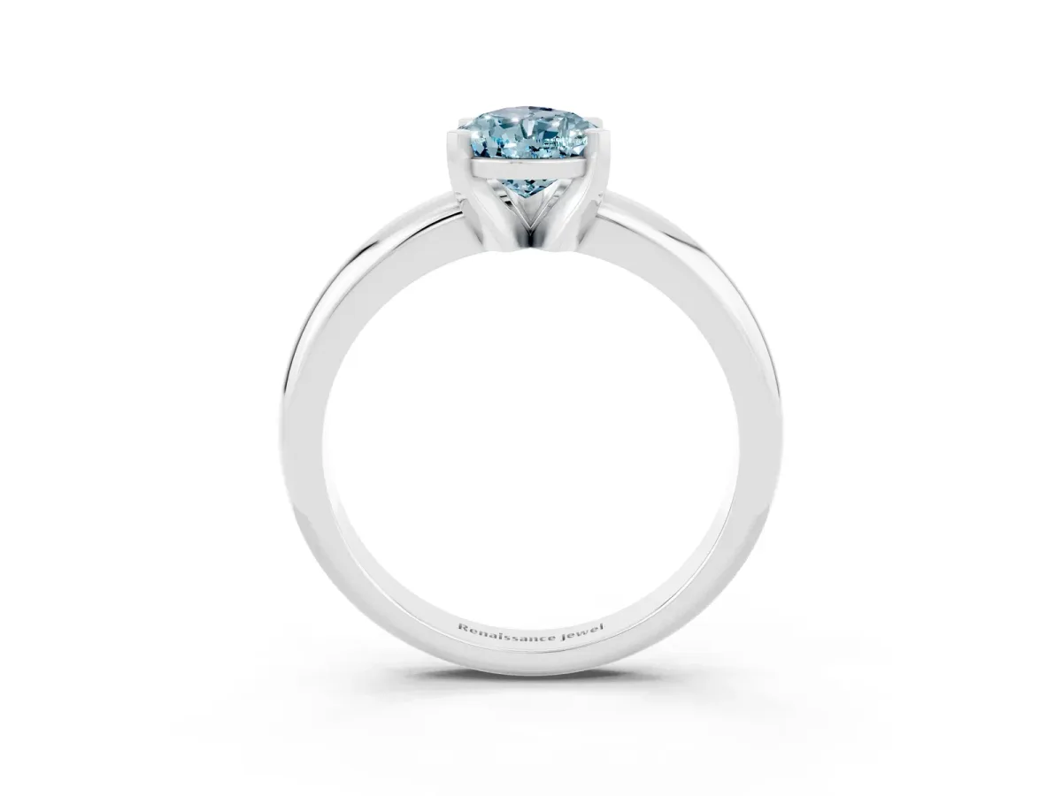 Round Aquamarine Leaf Eternity Band with Bezel Setting Platinum