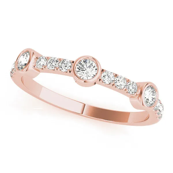 Bezel Set Round Diamond Pavé Band Rose gold