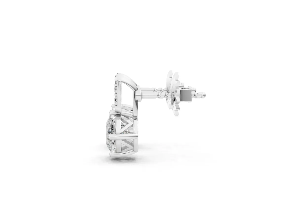Sideways Cushion Diamond Drop Earrings with Diamond Accent Platinum