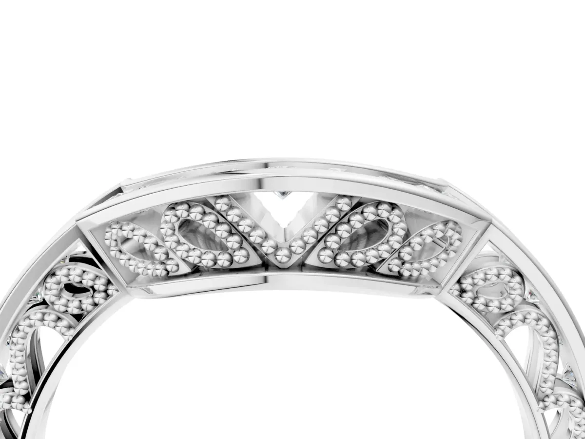 Round Channel-Set Diamond Contour Band Platinum