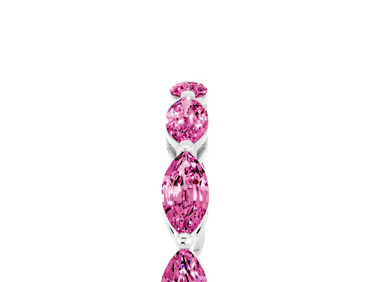 Marquise Pink Sapphire Eternity Band with U-Prong Setting Platinum