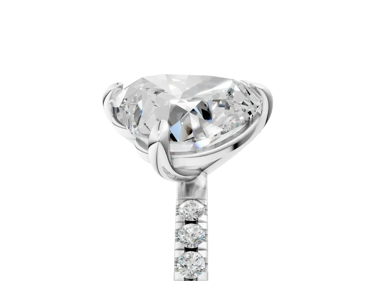 Radiant and Heart Toi Moi Ring with Prong Setting and Micro Pave Band Silver