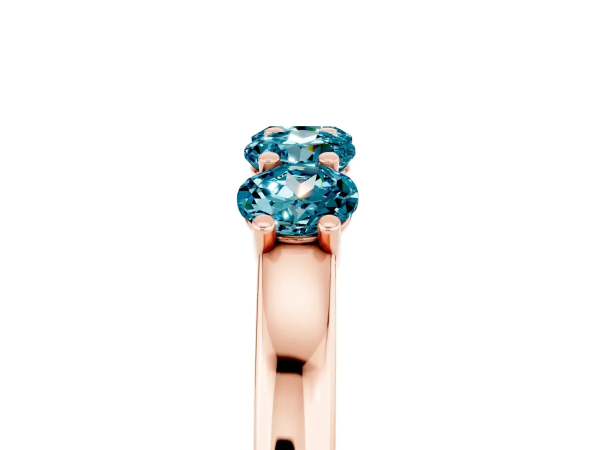 Four-Stone Round Blue Topaz Prong-Set Band Rose gold