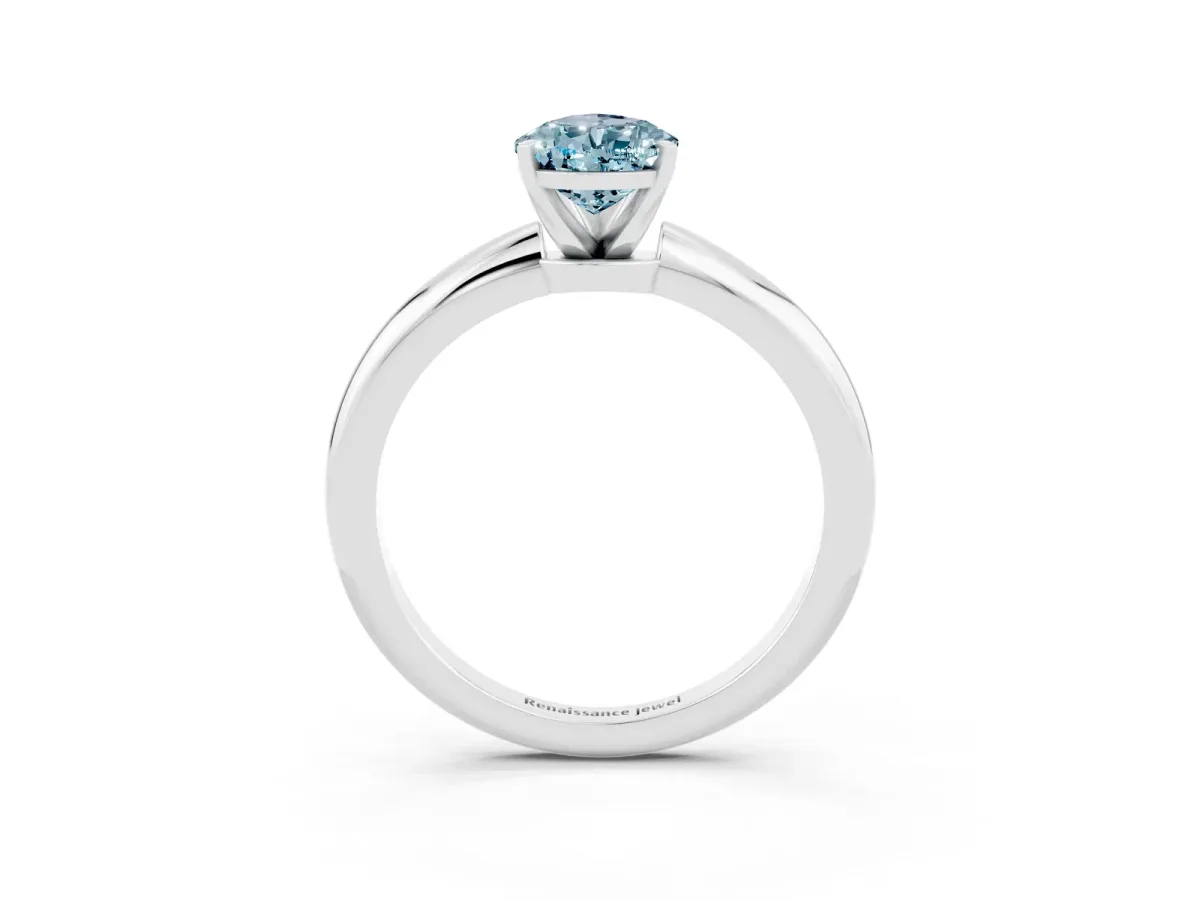 Pear Cut Aquamarine Solitaire Ring with Six-Prong Setting and Classic Band Silver