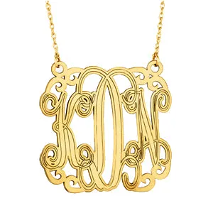 Monogram Pendant Necklace White gold