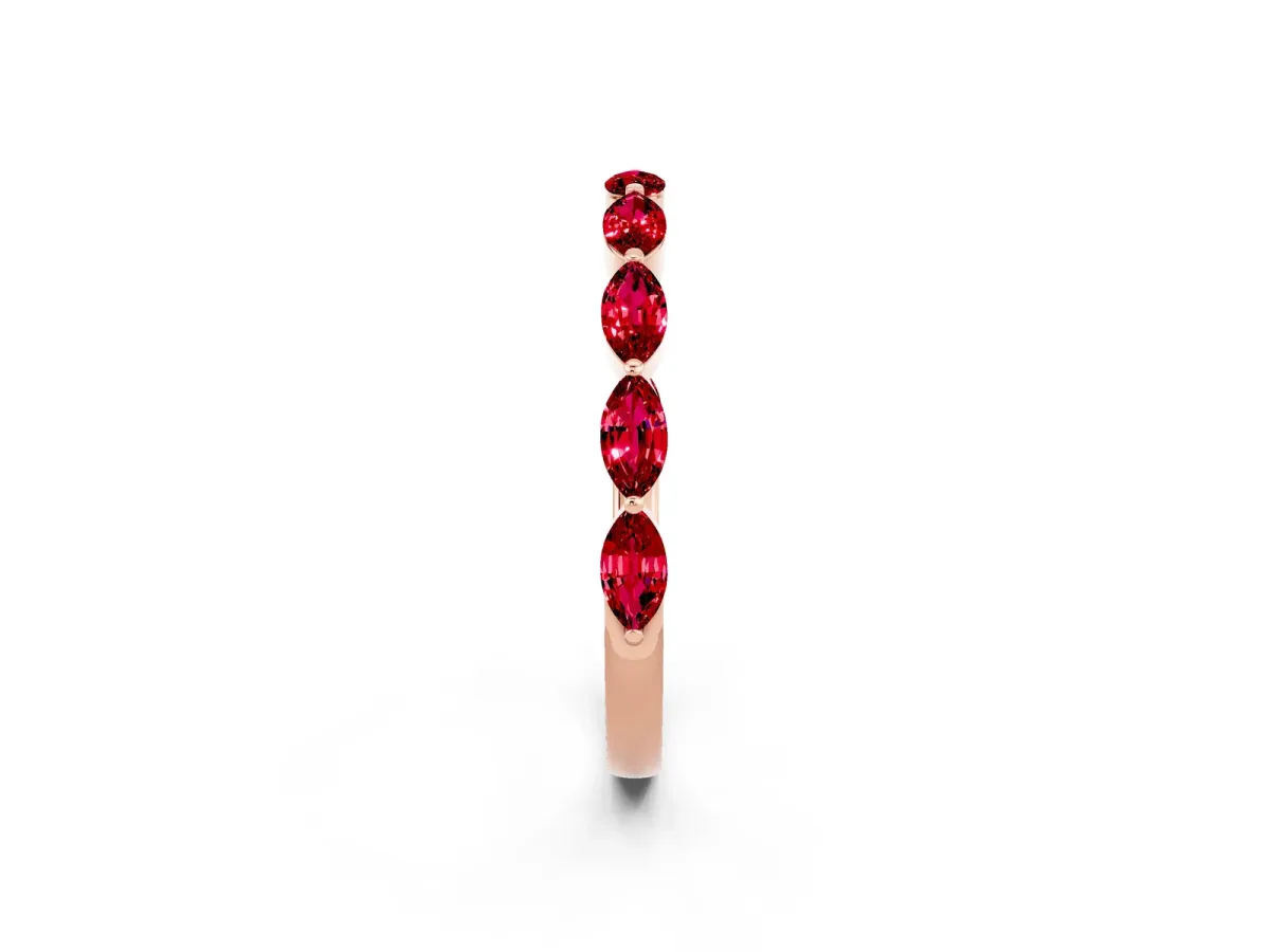 Marquise Ruby Half Eternity Band with Prong Setting Rose gold